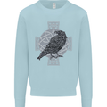 Odin Celtic Raven Viking Tattoo Cross Runic Mens Sweatshirt Jumper Light Blue