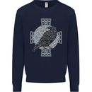 Odin Celtic Raven Viking Tattoo Cross Runic Mens Sweatshirt Jumper Navy Blue