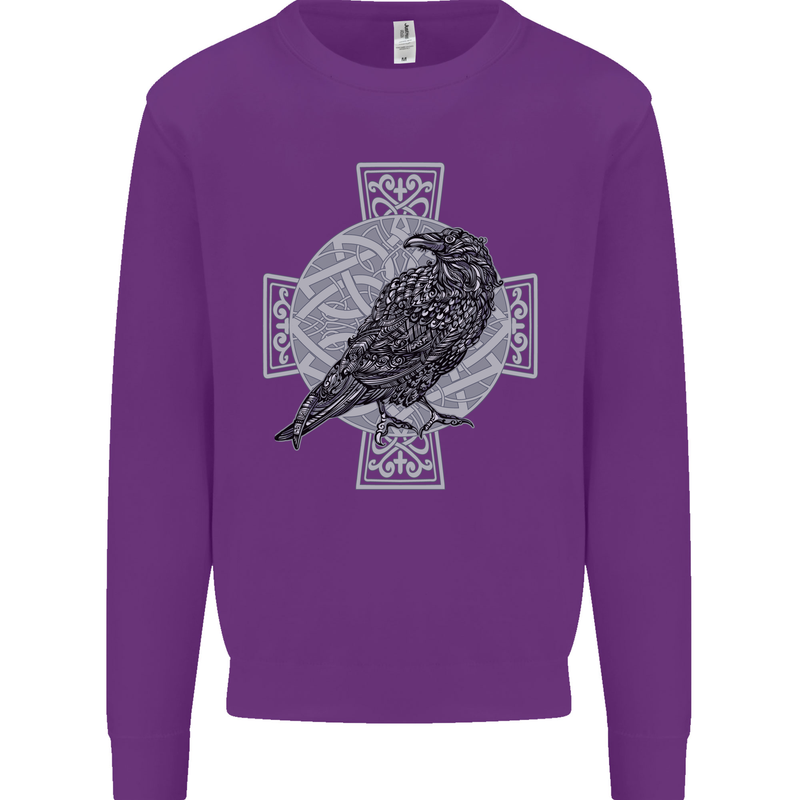 Odin Celtic Raven Viking Tattoo Cross Runic Mens Sweatshirt Jumper Purple