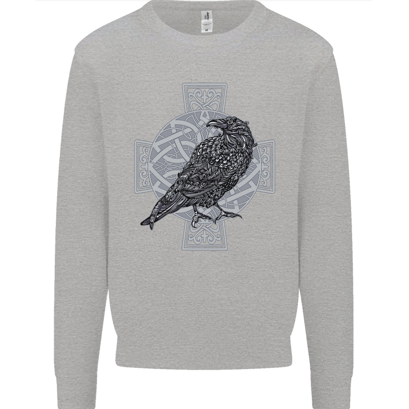Odin Celtic Raven Viking Tattoo Cross Runic Mens Sweatshirt Jumper Sports Grey
