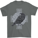 Odin Celtic Raven Viking Tattoo Cross Runic Mens T-Shirt Cotton Gildan Charcoal