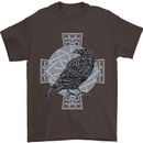 Odin Celtic Raven Viking Tattoo Cross Runic Mens T-Shirt Cotton Gildan Dark Chocolate