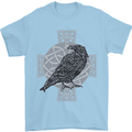 Odin Celtic Raven Viking Tattoo Cross Runic Mens T-Shirt Cotton Gildan Light Blue