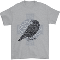 Odin Celtic Raven Viking Tattoo Cross Runic Mens T-Shirt Cotton Gildan Sports Grey