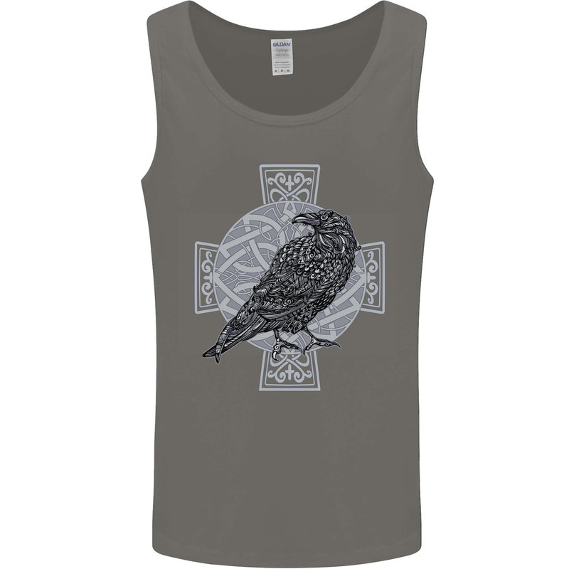 Odin Celtic Raven Viking Tattoo Cross Runic Mens Vest Tank Top Charcoal