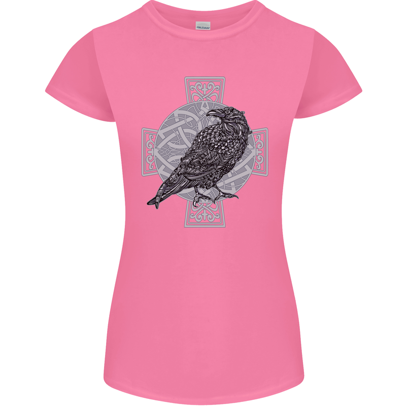 Odin Celtic Raven Viking Tattoo Cross Runic Womens Petite Cut T-Shirt Azalea