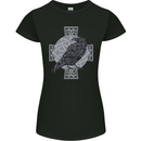 Odin Celtic Raven Viking Tattoo Cross Runic Womens Petite Cut T-Shirt Black