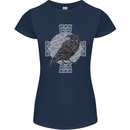 Odin Celtic Raven Viking Tattoo Cross Runic Womens Petite Cut T-Shirt Navy Blue