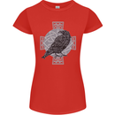 Odin Celtic Raven Viking Tattoo Cross Runic Womens Petite Cut T-Shirt Red