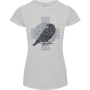 Odin Celtic Raven Viking Tattoo Cross Runic Womens Petite Cut T-Shirt Sports Grey