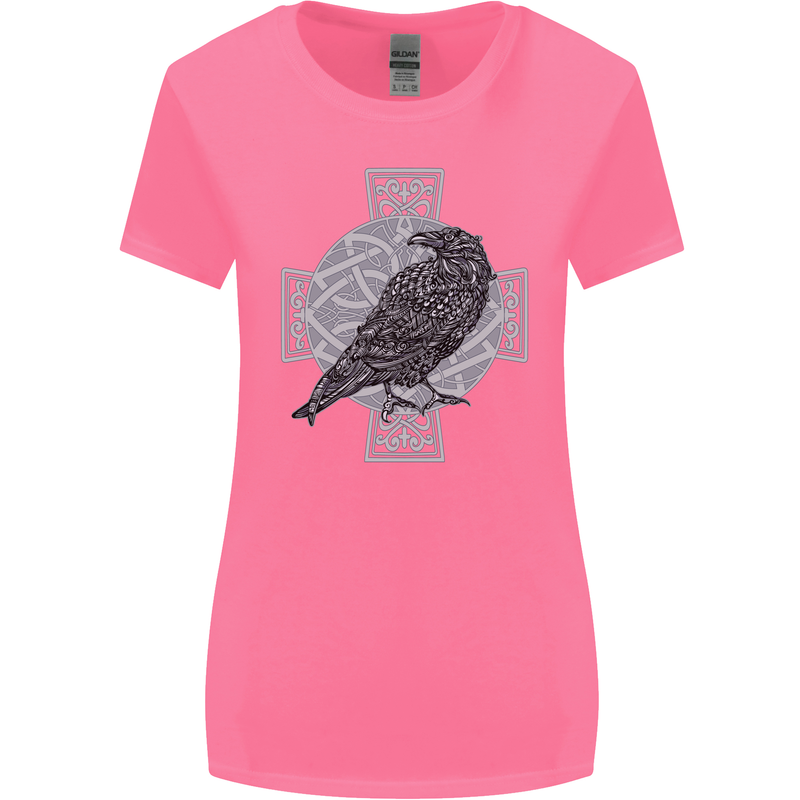Odin Celtic Raven Viking Tattoo Cross Runic Womens Wider Cut T-Shirt Azalea