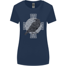 Odin Celtic Raven Viking Tattoo Cross Runic Womens Wider Cut T-Shirt Navy Blue