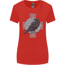 Odin Celtic Raven Viking Tattoo Cross Runic Womens Wider Cut T-Shirt Red