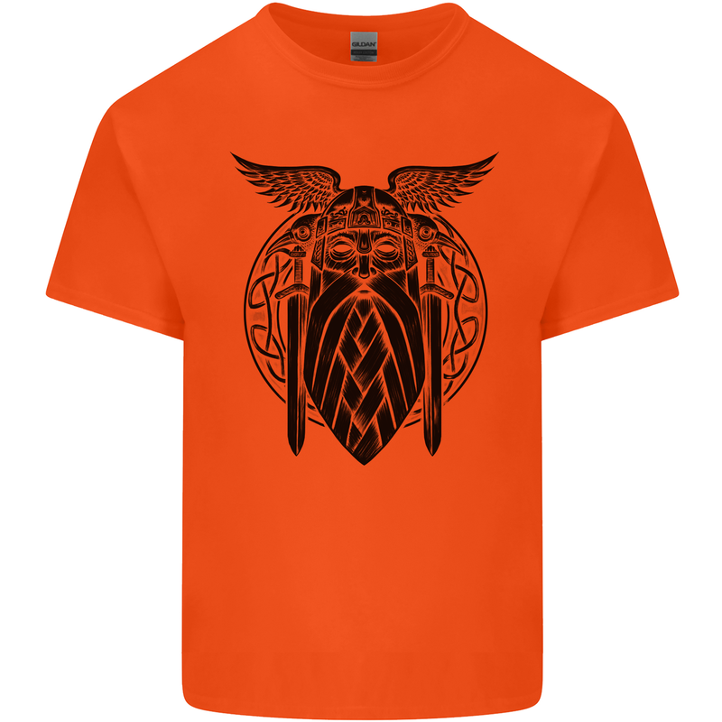 Odin The Vikings Valhalla Thor Gym Nordic Mens Cotton T-Shirt Tee Top Orange