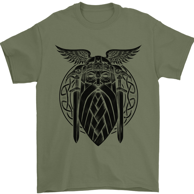 Odin The Vikings Valhalla Thor Gym Nordic Mens T-Shirt Cotton Gildan Military Green