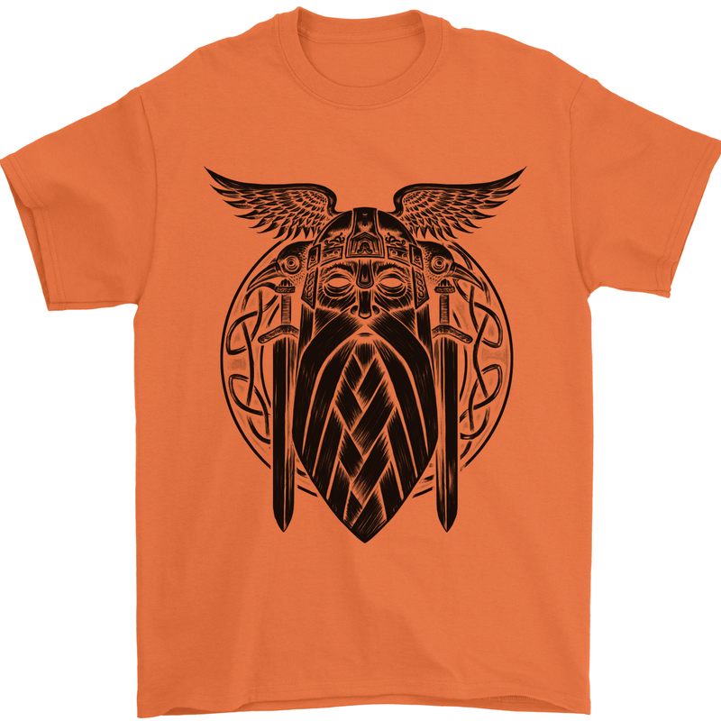 Odin The Vikings Valhalla Thor Gym Nordic Mens T-Shirt Cotton Gildan Orange