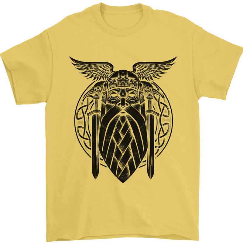 Odin The Vikings Valhalla Thor Gym Nordic Mens T-Shirt Cotton Gildan Yellow