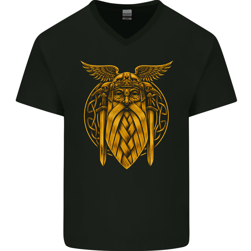 Odin The Vikings Valhalla Thor Gym Nordic Mens V-Neck Cotton T-Shirt Black