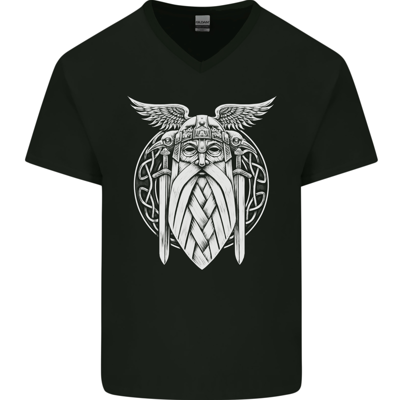 Odin The Vikings Valhalla Thor Gym Nordic Mens V-Neck Cotton T-Shirt Black