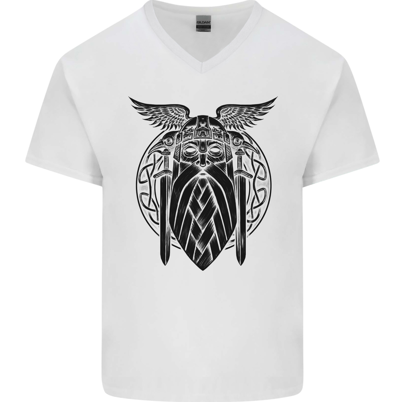 Odin The Vikings Valhalla Thor Gym Nordic Mens V-Neck Cotton T-Shirt White
