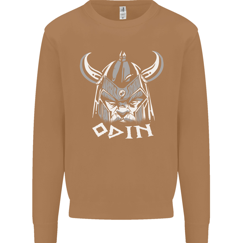 Odin Viking God Warrior Valhalla Norse Gym Mens Sweatshirt Jumper Caramel Latte