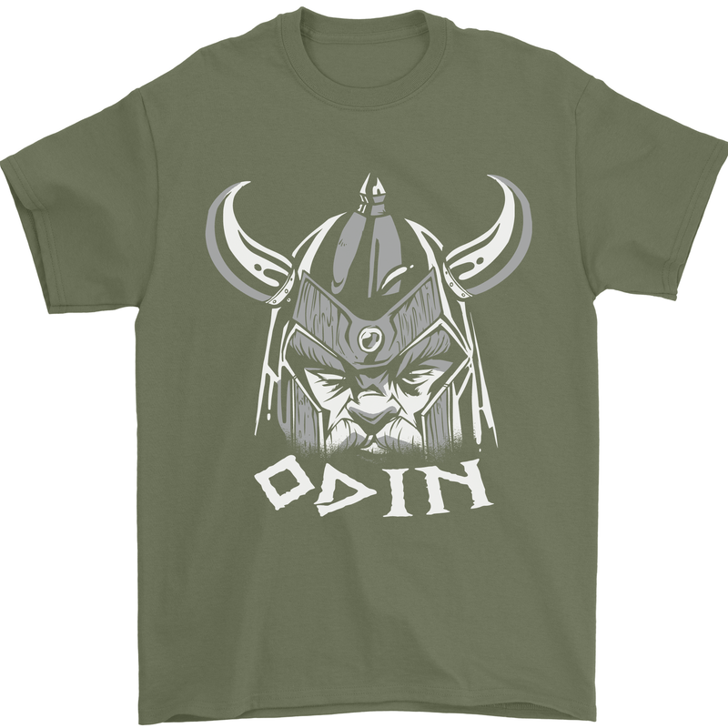 Odin Viking God Warrior Valhalla Norse Gym Mens T-Shirt Cotton Gildan Military Green