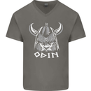 Odin Viking God Warrior Valhalla Norse Gym Mens V-Neck Cotton T-Shirt Charcoal