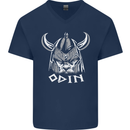 Odin Viking God Warrior Valhalla Norse Gym Mens V-Neck Cotton T-Shirt Navy Blue