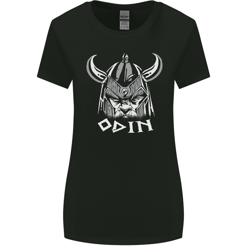 Odin Viking God Warrior Valhalla Norse Gym Womens Wider Cut T-Shirt Black