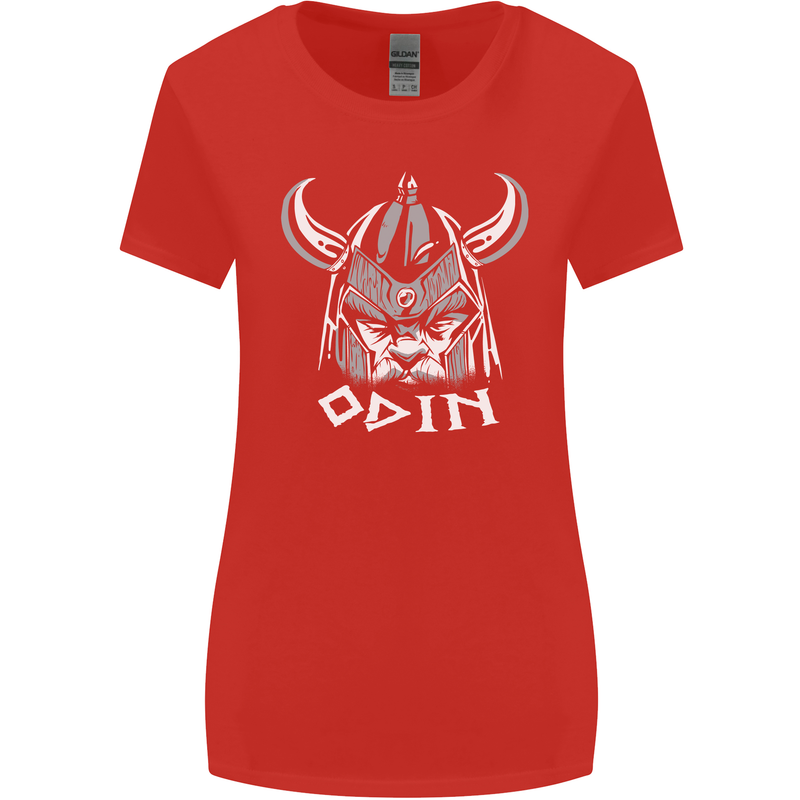 Odin Viking God Warrior Valhalla Norse Gym Womens Wider Cut T-Shirt Red