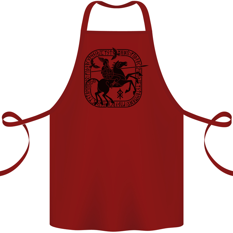 Odin Wotan Vikings Valhalla Norse Mythology Cotton Apron 100% Organic Maroon