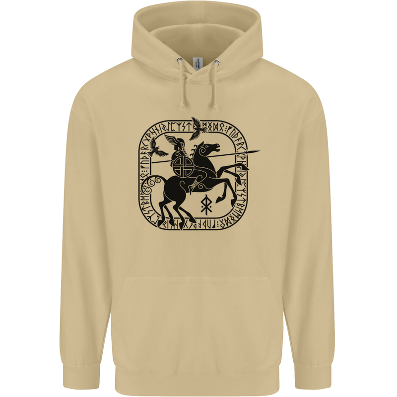 Odin Wotan Vikings Valhalla Norse Mythology Mens 80% Cotton Hoodie Sand