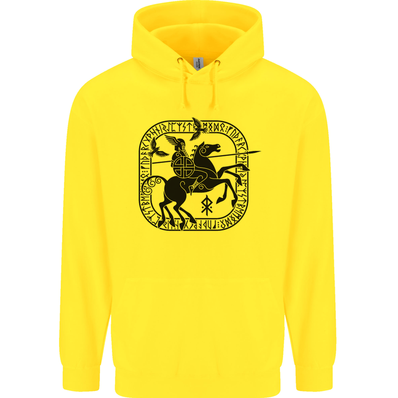Odin Wotan Vikings Valhalla Norse Mythology Mens 80% Cotton Hoodie Yellow