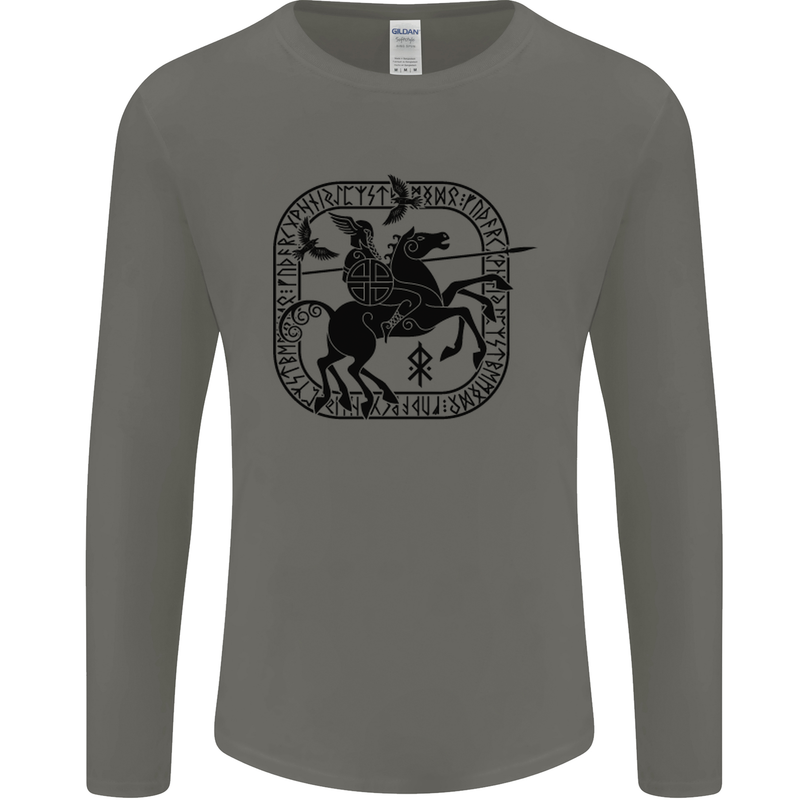 Odin Wotan Vikings Valhalla Norse Mythology Mens Long Sleeve T-Shirt Charcoal