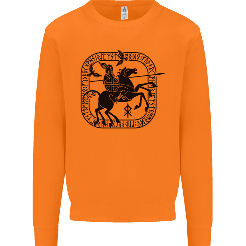 Odin Wotan Vikings Valhalla Norse Mythology Mens Sweatshirt Jumper Orange