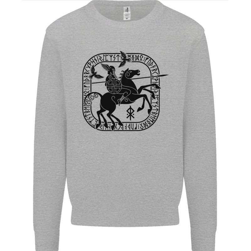 Odin Wotan Vikings Valhalla Norse Mythology Mens Sweatshirt Jumper Sports Grey