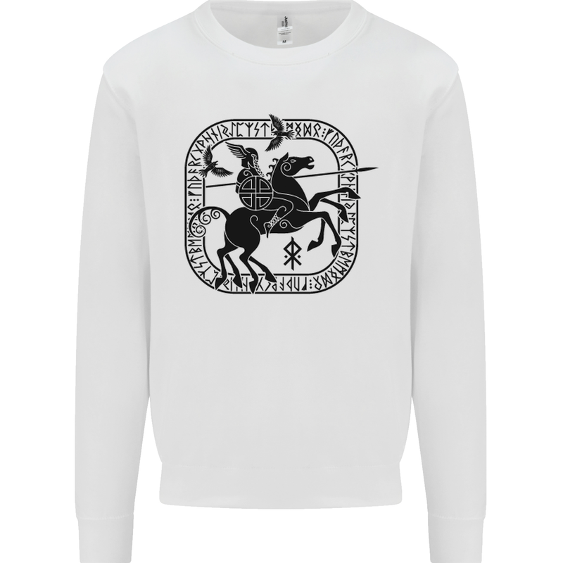 Odin Wotan Vikings Valhalla Norse Mythology Mens Sweatshirt Jumper White