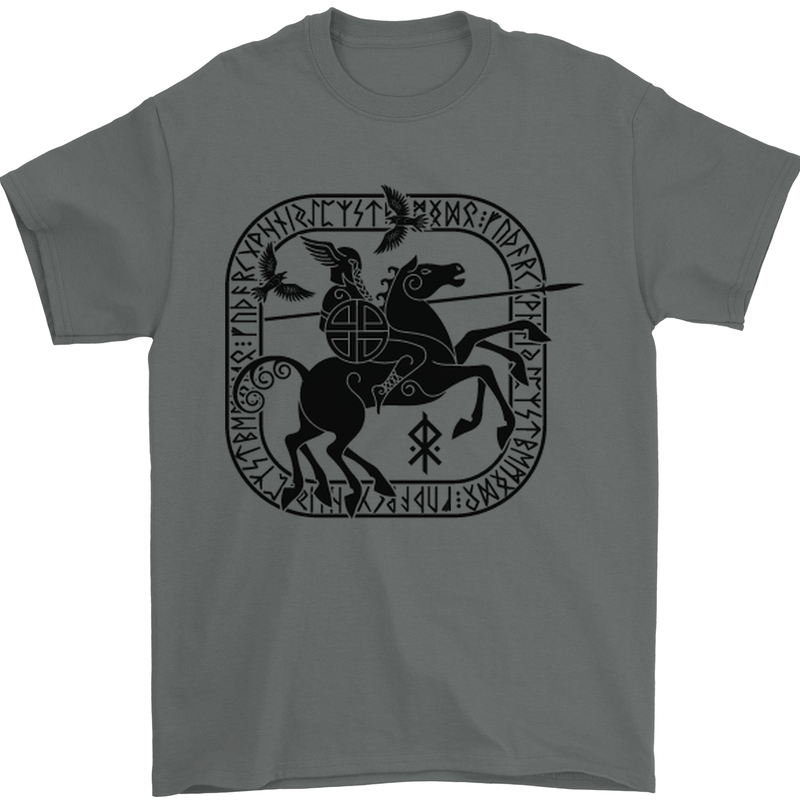 Odin Wotan Vikings Valhalla Norse Mythology Mens T-Shirt Cotton Gildan Charcoal
