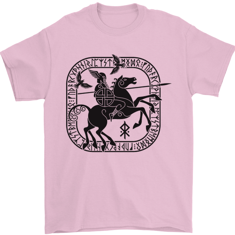 Odin Wotan Vikings Valhalla Norse Mythology Mens T-Shirt Cotton Gildan Light Pink