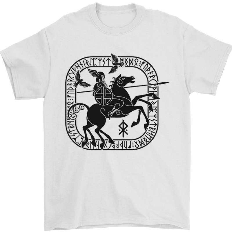 Odin Wotan Vikings Valhalla Norse Mythology Mens T-Shirt Cotton Gildan White