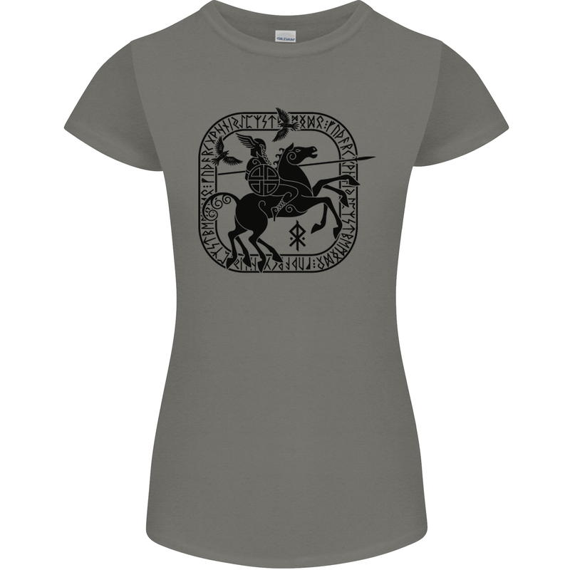 Odin Wotan Vikings Valhalla Norse Mythology Womens Petite Cut T-Shirt Charcoal