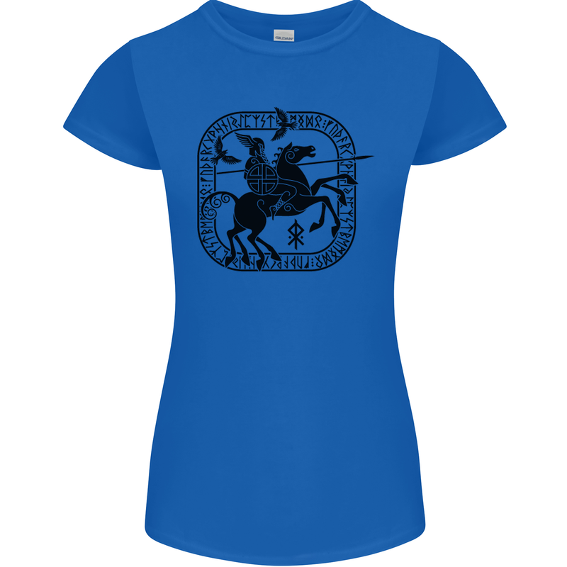Odin Wotan Vikings Valhalla Norse Mythology Womens Petite Cut T-Shirt Royal Blue