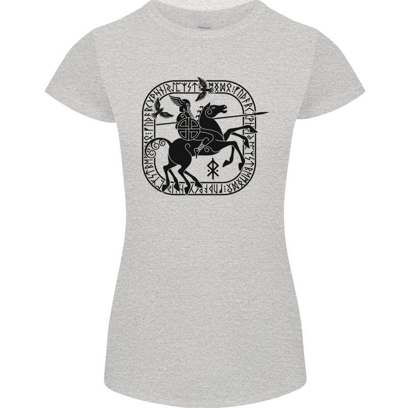 Odin Wotan Vikings Valhalla Norse Mythology Womens Petite Cut T-Shirt Sports Grey