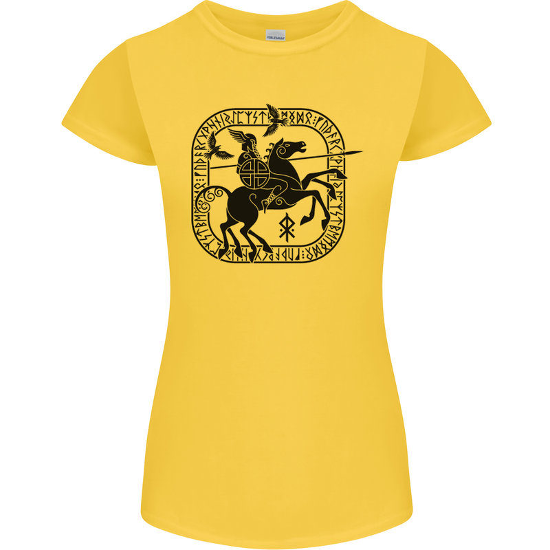 Odin Wotan Vikings Valhalla Norse Mythology Womens Petite Cut T-Shirt Yellow
