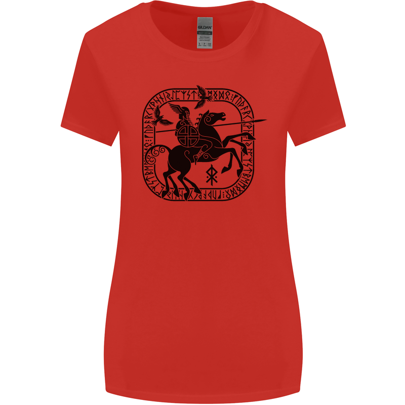 Odin Wotan Vikings Valhalla Norse Mythology Womens Wider Cut T-Shirt Red