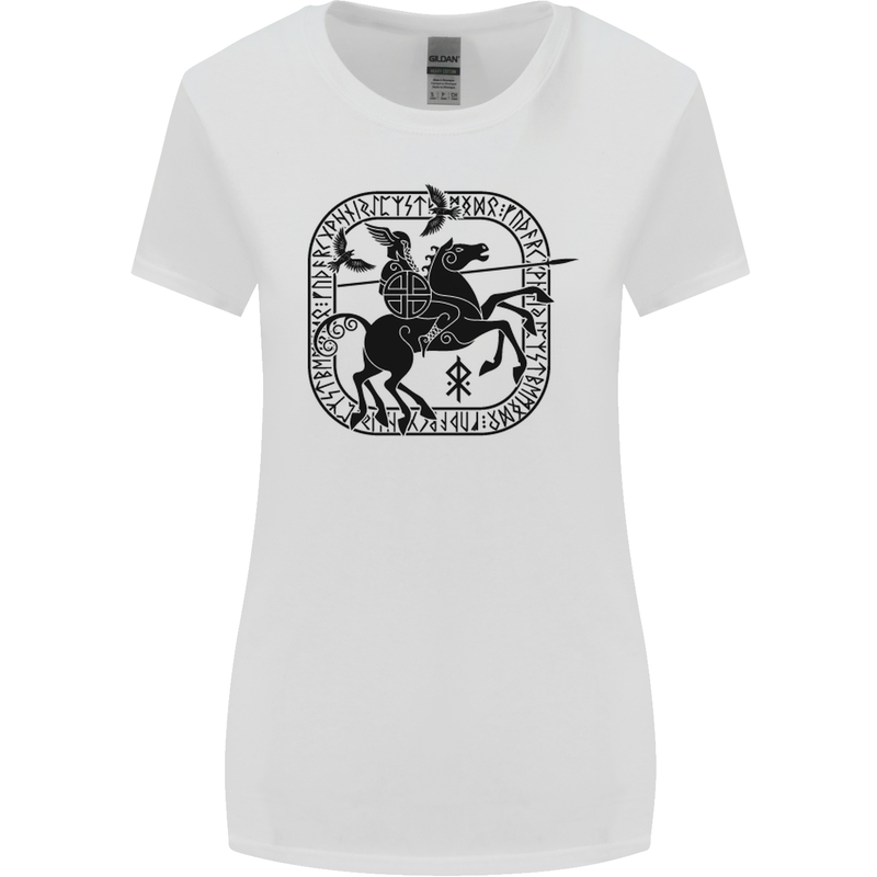 Odin Wotan Vikings Valhalla Norse Mythology Womens Wider Cut T-Shirt White
