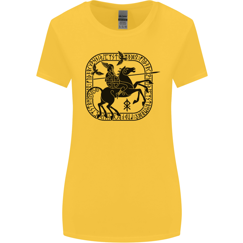 Odin Wotan Vikings Valhalla Norse Mythology Womens Wider Cut T-Shirt Yellow