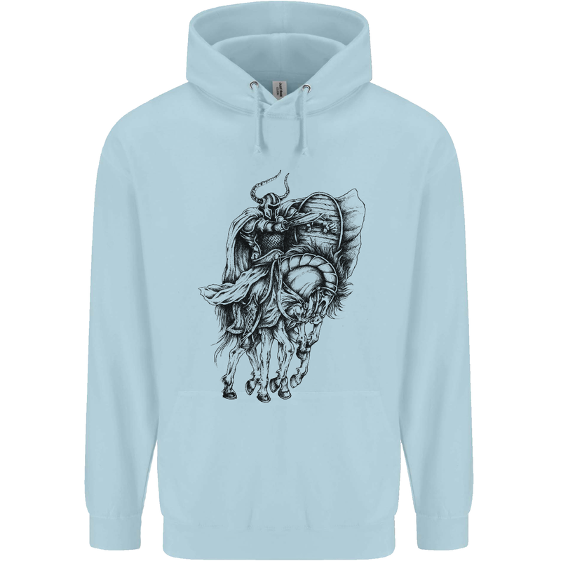 Odin the Viking on Horseback Valhalla Gods Childrens Kids Hoodie Light Blue