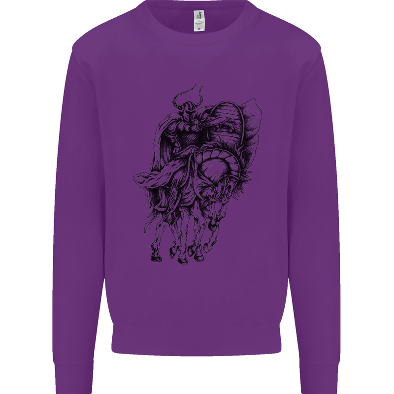 Odin the Viking on Horseback Valhalla Gods Kids Sweatshirt Jumper Purple