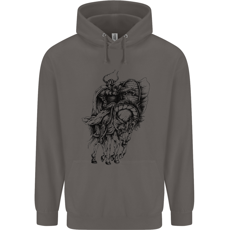 Odin the Viking on Horseback Valhalla Gods Mens 80% Cotton Hoodie Charcoal